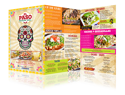 Dia de los Muertos concept, Colorful Menu Layout, Fun Menu, Trifold Menu, Menu Printing
